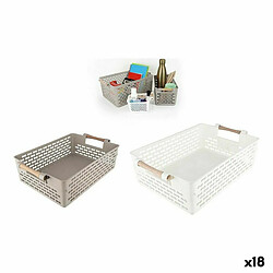 Panier Multi-usages Confortime Bois 32 x 22,5 x 10 cm (18 Unités) 