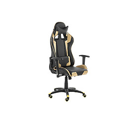 Beliani Chaise de bureau en cuir PU noir et doré KNIGHT