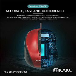 iKAKU KSC-356 Souris d'ordinateur optique 3 boutons 1500 DPI USB Rouge