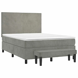 Avis Maison Chic Lit Adulte - Lit simple Lit à sommier tapissier et matelas moelleux - Meuble de Chambre - Gris clair 140x190cm Velours -MN17834