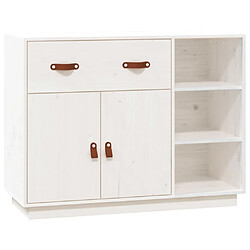 Maison Chic Buffet,Meuble de Rangement,commode pour salon,Cuisine Blanc 98,5x40x75 cm Bois massif de pin -MN43704