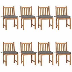 Maison Chic Lot de 8 Chaises de jardin avec coussins | Fauteuil chaises d'extérieur Bois de teck massif -GKD64995