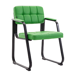 Decoshop26 Chaise visiteur fauteuil de bureau sans roulette synthétique vert BUR10227