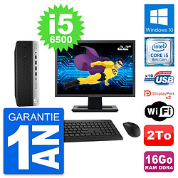 PC HP 600 G3 SFF Ecran 22" Intel i5-6500 RAM 16Go Disque Dur 2To Windows 10 Wifi · Occasion 