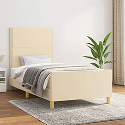 Maison Chic Cadre/structure de lit avec tête de lit pour adulte - Lit Moderne Chambre Crème 90x200 cm Tissu -MN11256