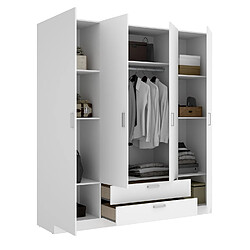 Avis Pegane Armoire, meuble de rangement en bois mélaminé avec 4 portes et 2 tiroirs coloris blanc - Longueur 200 x Profondeur 52 x Hauteur 215 cm