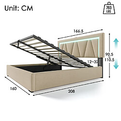 Avis ComfortXL Lit Double Avec Fonction De Chargement USB De Type C Et Éclairage LED 160x200cm