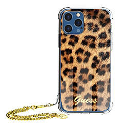 Guess Maroquinerie Coque Apple iPhone 12 Pro Max avec Chaine dragonne Motif Léopard Guess - Orange