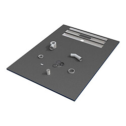 Desineo Receveur de douche 120x90x3 cm écoulement linéaire prêt à carreler avec siphon + grille en inox 