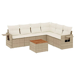 vidaXL Salon de jardin avec coussins 7 pcs beige résine tressée