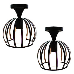 STOEX Plafonnier vintage industrielle design forme cage lampe de plafond métal l STOEX Plafonnier vintage industrielle design forme cage lampe de plafond métal luminaire pour Salon Chambre Salle à manger (sans ampoule) (x 2)