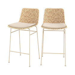 Rendez Vous Deco Chaise pour îlot central 66 cm Faro en matière naturelle (lot de 2) 