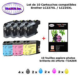 T3AZUR - 4+6 Cartouches compatibles Brother DCP-J4120DW, MFC-J4420DW, DCP J4120DW, MFC J4420DW + 10F PPA6 