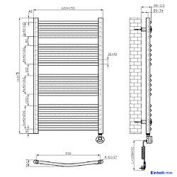 EMKE Sèche-Serviettes Électrique avec Élément Chauffant Thermostat, Chauffe Serviettes à Température Constante de la Salle de Bain, Baguette Chauffante avec Minuterie, 100x40cm, 300W, Anthracite pas cher