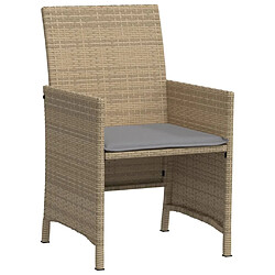 Maison Chic Ensemble de bistro 3 pcs coussins,Table + chaises + coussins de jardin mélange beige résine tressée -GKD243318 pas cher