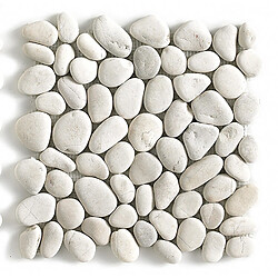 Pegane Carrelage de mosaïque (Boite de 1m²)/Galet de mer / Maille décorative aspect pierre blanc mat - 33x33 cm