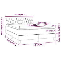 vidaXL Sommier à lattes de lit et matelas Gris clair 140x200cm Velours pas cher