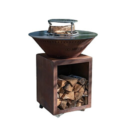 GRILL CHIC PACK PRINTEMPS Braséro barbecue Le Classique Ø 103 cm à DOUBLE CUVE en acier corten