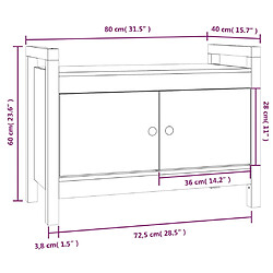 vidaXL Banc d'entrée Blanc 80x40x60 cm Bois de pin massif pas cher