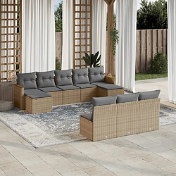 Maison Chic Ensemble Tables et chaises à dîner d'extérieur 10 pcs avec coussins,Salon de jardin mélange beige résine tressée -GKD693013