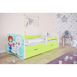 Lit Babydreams vert Frozen avec un tiroir sans matelas 140/70