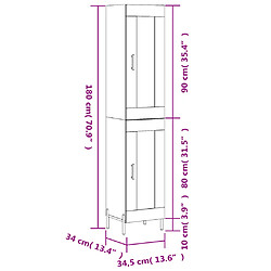 vidaXL Buffet haut Blanc brillant 34,5x34x180 cm Bois d'ingénierie pas cher