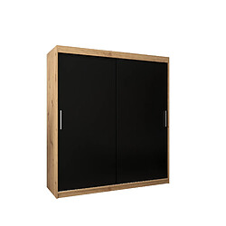 Abiks Meble Armoire Tokyo à portes coulissantes 200/180/62 2 portes (artisan/noir)