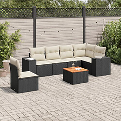 Maison Chic Salon de jardin 7 pcs avec coussins | Ensemble de Table et chaises | Mobilier d'Extérieur noir résine tressée -GKD17847