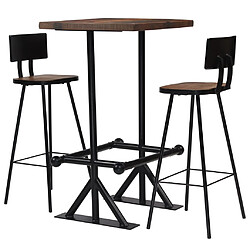 vidaXL Mobilier de bar 3 pcs Bois de récupération massif 