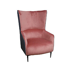 Avis Vente-Unique Fauteuil en velours rose et structure anthracite MENDOCINO