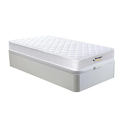 Vente-Unique Ensemble 90 x 190 cm sommier coffre blanc + matelas ressorts et mémoire de forme ép.15cm - WOLKENLOS de MORGENGOLD