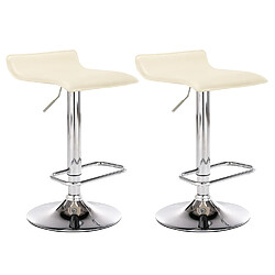 Decoshop26 Lot de 2 tabourets de bar en synthétique crème hauteur réglable avec repose-pieds chromé TDB10158