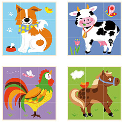 Viga Toys - Puzzle de Cubes à Emboîter - Animaux de Ferme - 9 Pièces - Multicolore (Ref: 50833) 