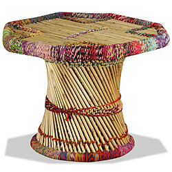 vidaXL Table basse Bambou avec Détails Chindi Multicolore