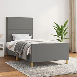 Maison Chic Cadre/structure de lit avec tête de lit pour adulte - Lit Moderne Chambre Gris foncé 80x200 cm Tissu -MN14491