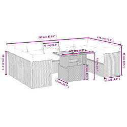 Avis vidaXL Salon de jardin avec coussins 10 pcs gris résine tressée