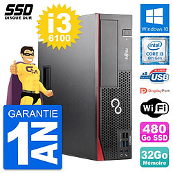 PC Fujitsu Esprimo D556 DT Intel Core i3-6100 RAM 32Go SSD 480Go Windows 10 Wifi - Occasion