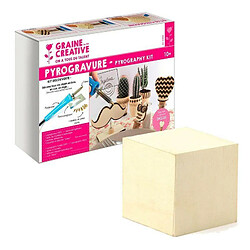 Graines Creatives Coffret pyrogravure + cube bois à décorer 5 cm