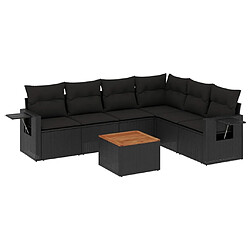 Maison Chic Ensemble Tables et chaises d'extérieur 7pcs avec coussins,Salon de jardin noir résine tressée -GKD785540