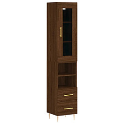 vidaXL Buffet haut Chêne marron 34,5x34x180 cm Bois d'ingénierie