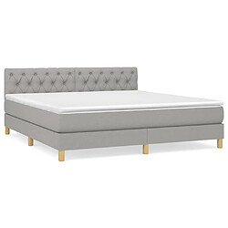 vidaXL Sommier à lattes de lit avec matelas Gris clair 160x200cm Tissu