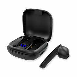 Ecouteur Bluetooth Drop Sound 5.0 Noir - Résistant à l'eau , Contrôle tactile, Micro, Son puissant, indicateur batterie 12h, box rangement magnétique et rechargeable