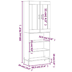 vidaXL Buffet haut Noir 69,5x34x180 cm Bois d'ingénierie pas cher