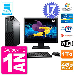 PC Lenovo M82 SFF Ecran 19" i7-3770 RAM 4Go Disque 1To Graveur DVD Wifi W7 · Occasion 