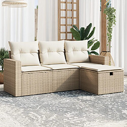 Maison Chic Salon de jardin avec coussins 4 pcs, Ensemble Tables et chaises de jardin,, Ensemble Tables et chaises de jardin, beige résine tressée -GKD724779