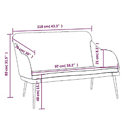 vidaXL Banc Noir 110x76x80 cm Velours pas cher