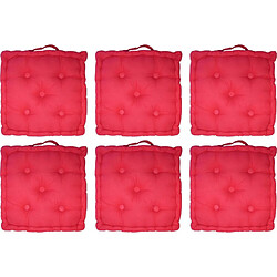 Jardindeco Coussin de sol en coton 40 cm (Lot de 6) rouge.