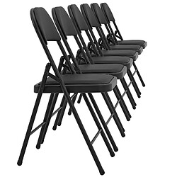 Decoshop26 Lot de 6 chaises de bureau chaise de conférence visiteur en synthétique et métal noir pliable 03_0005807 