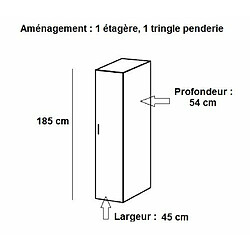 Inside 75 Colonne de rangement LUND penderie blanc mat largeur 45 x 54 cm profondeur