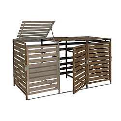 Mendler XL cache poubelle 2/4 places HWC-H62, cache poubelle, extensible 110x65x93cm bois massif ~ brun foncé